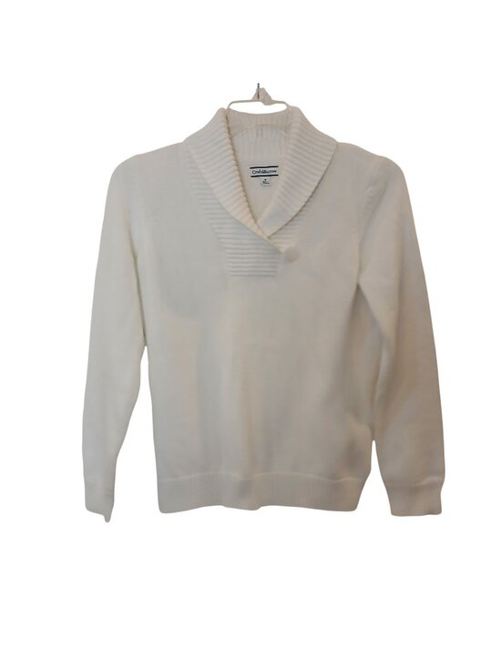 croft & barrow Tops - Croft & Barrow Womens White Shawl Collar Sweater M 100% Cotton #D-20